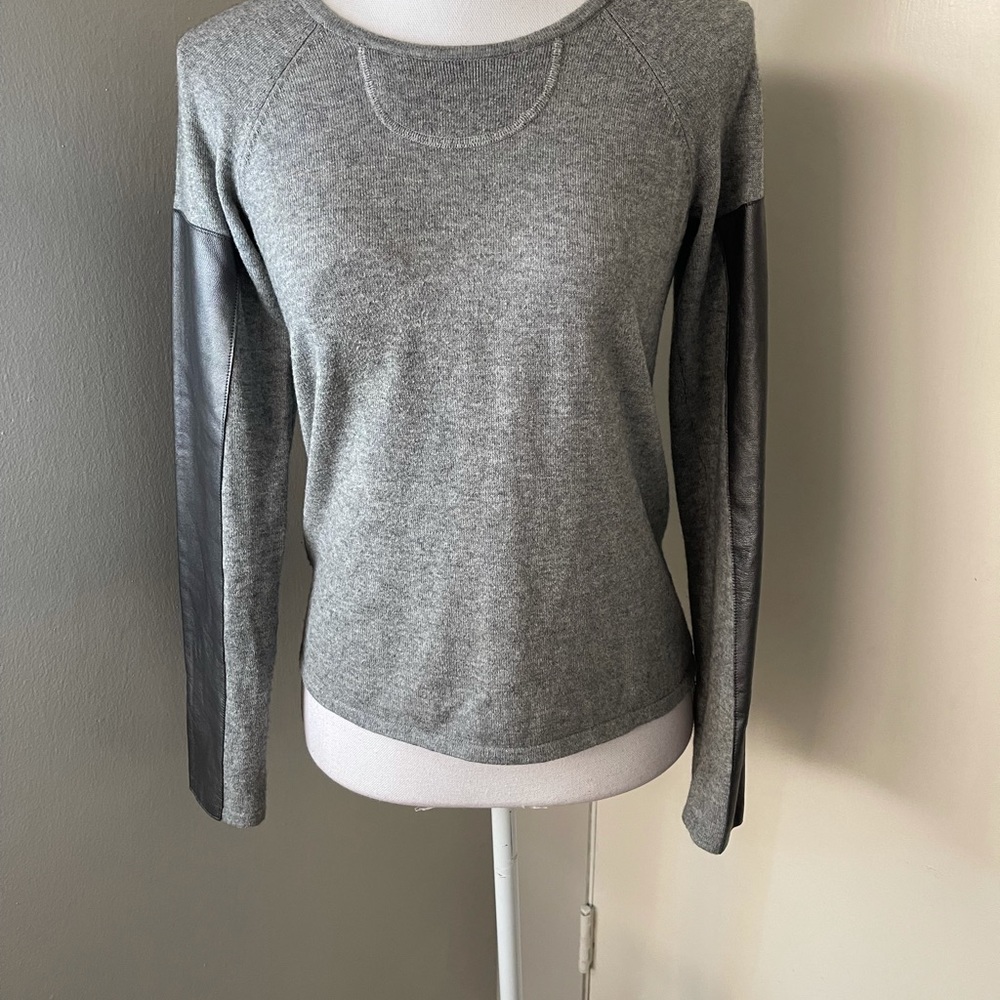 Aiko gray cashmere/leather sweater SZ small